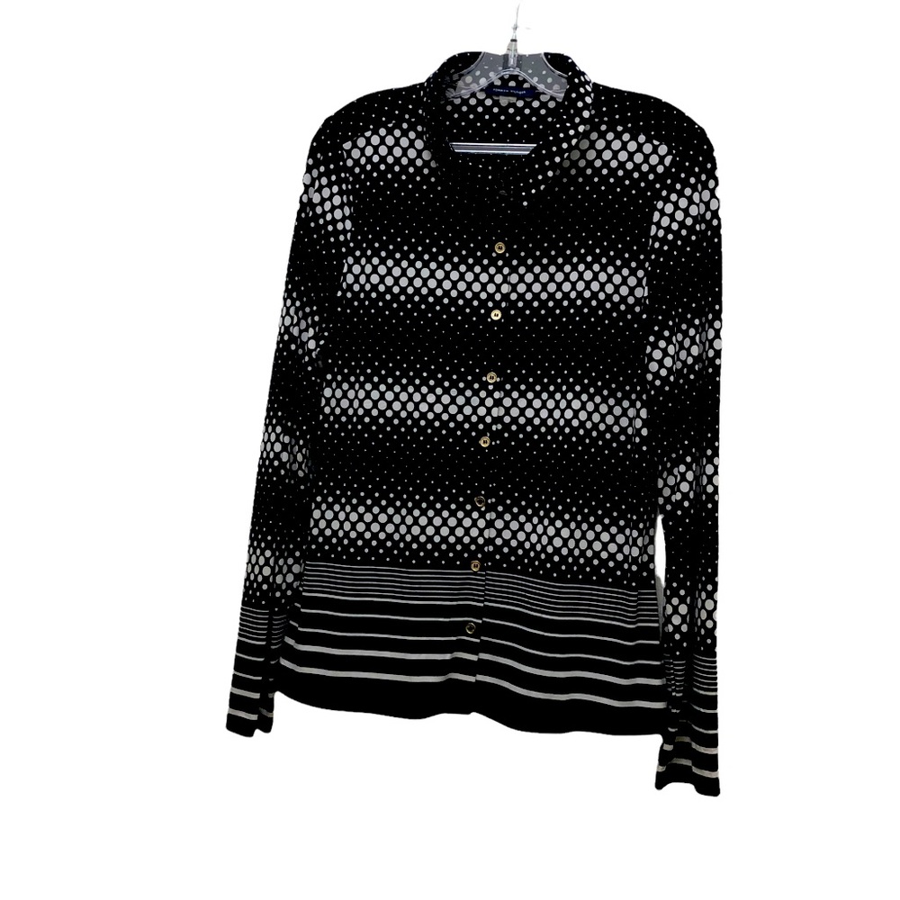 Tommy Hilfiger Long Sleeve  Button Down Shirt  with Black & White Dots and Lines
